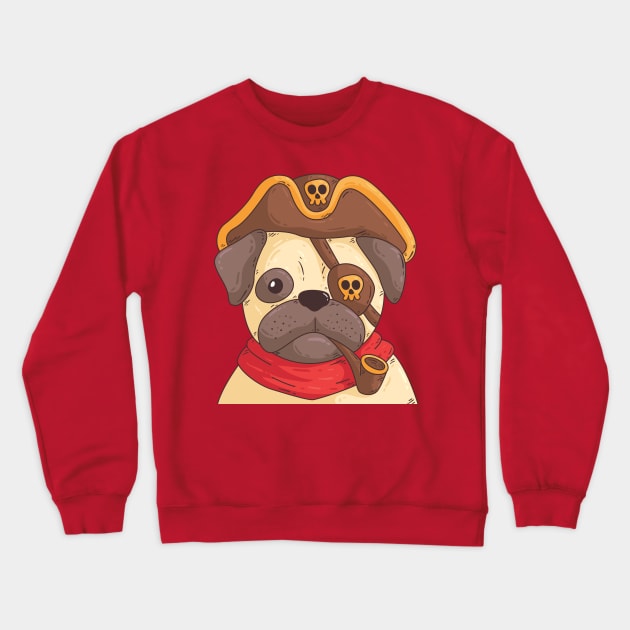 Pug Pirate Crewneck Sweatshirt by Mako Design 